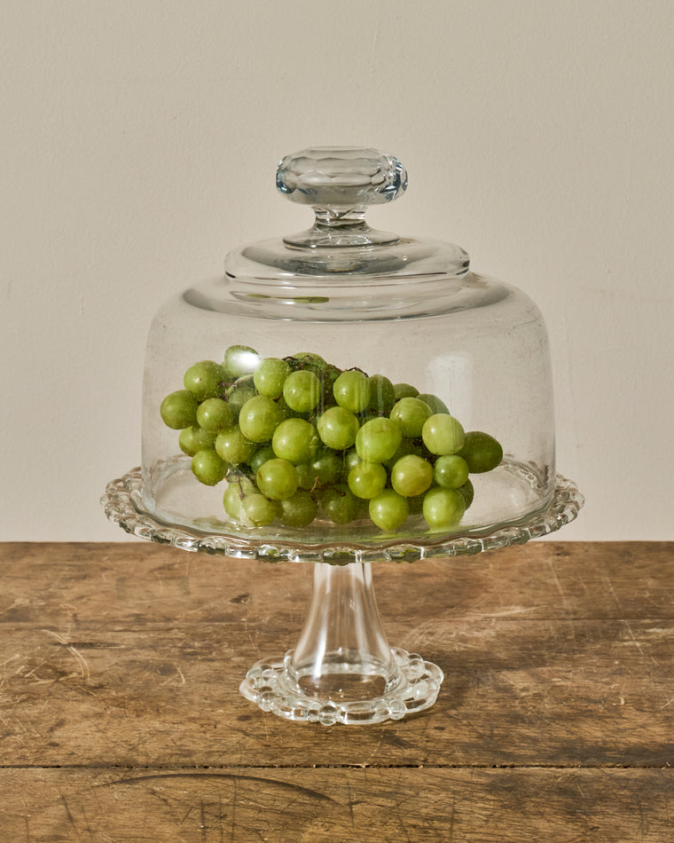 Vintage Glass Pedestal Dish with Cloche