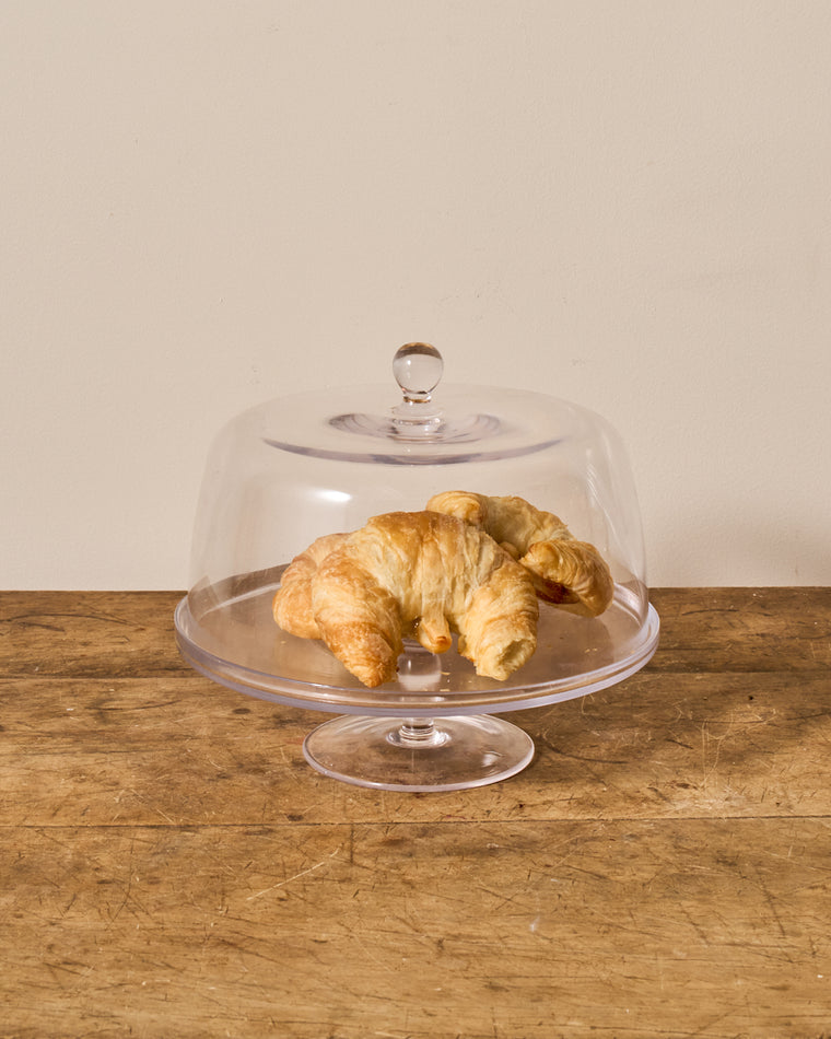 Vintage Glass Pedestal Dish with Cloche