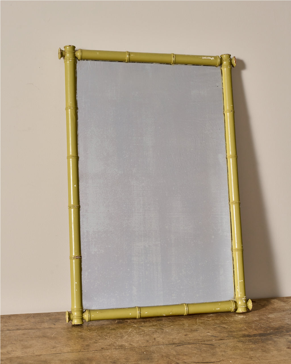 Green Faux Bamboo Mirror