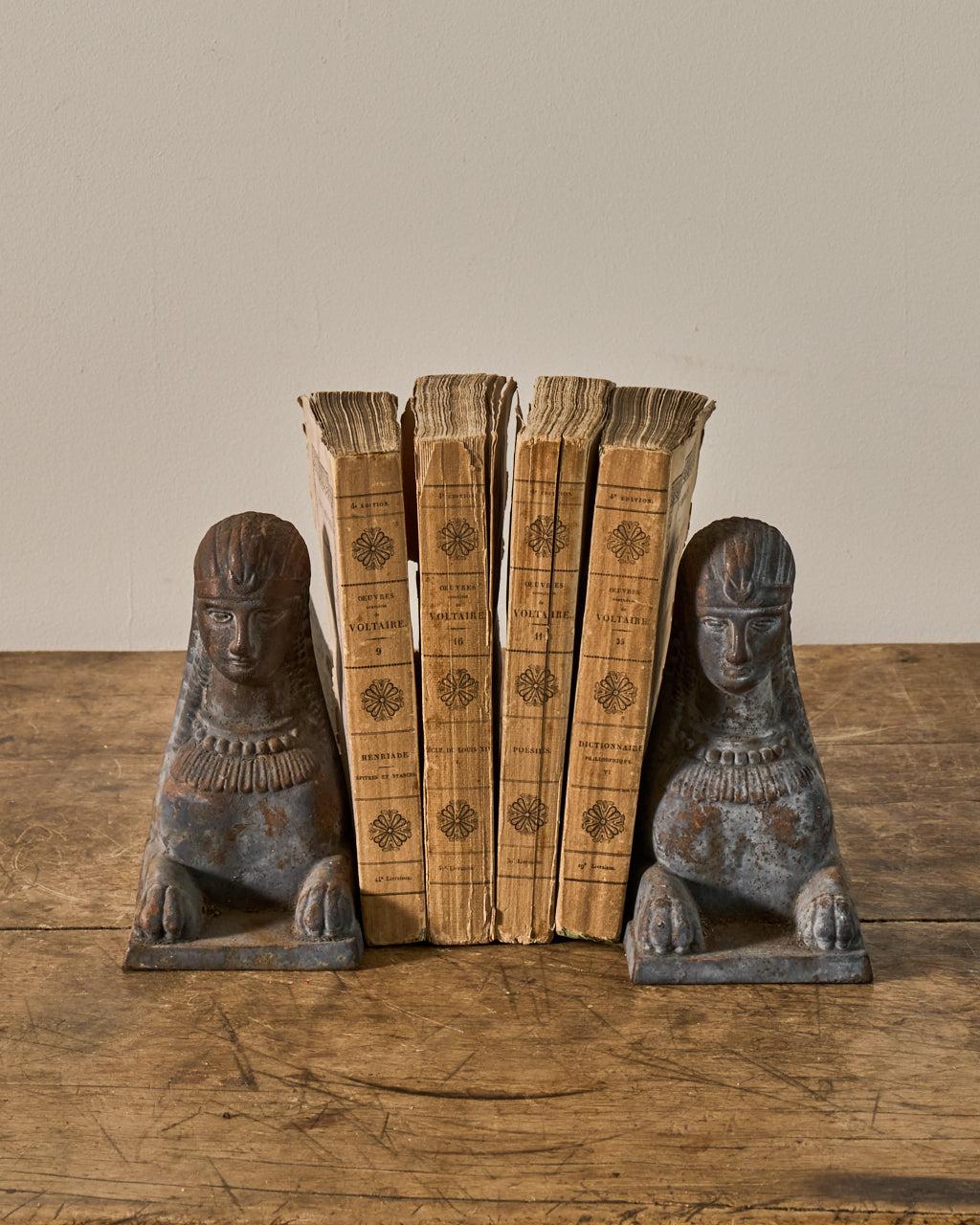 Sphinx Fireplace Cast Iron Bookends