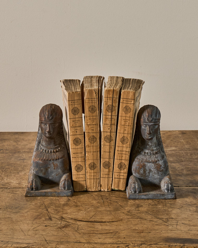 Sphinx Fireplace Cast Iron Bookends