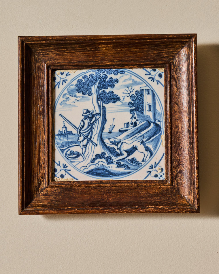 17th c. Framed Delft Tile - I