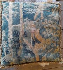 Cushion with 17th-18th tapestry fragment