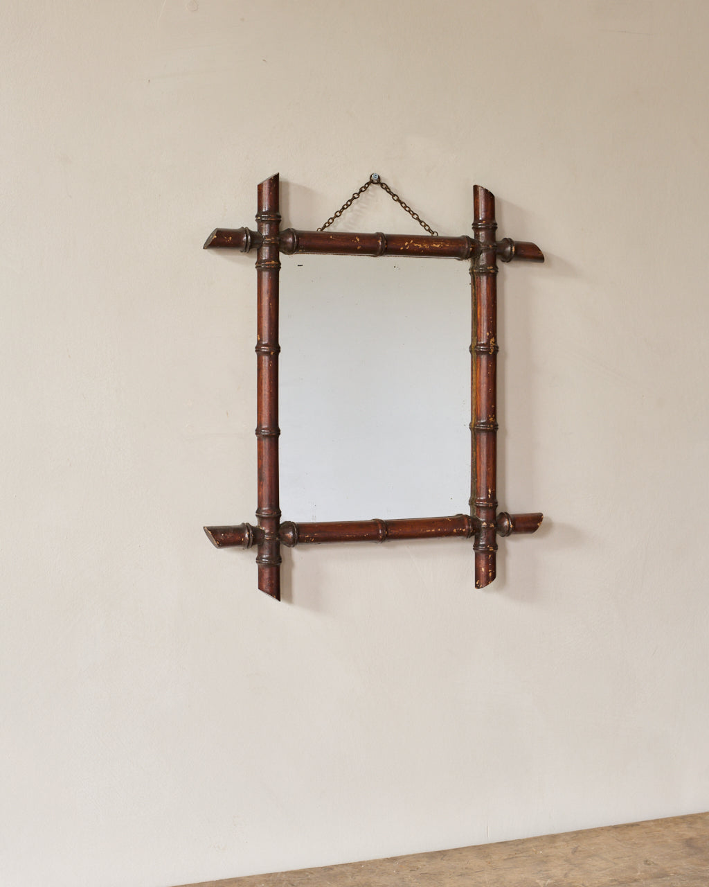 Faux Bamboo Mirror - Dark