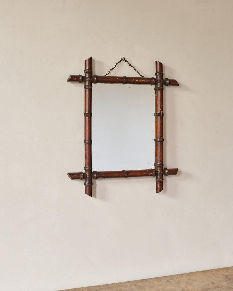 Faux Bamboo Mirror - Dark