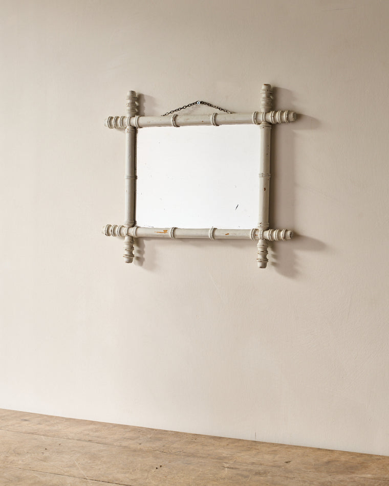 Faux Bamboo Mirror - White