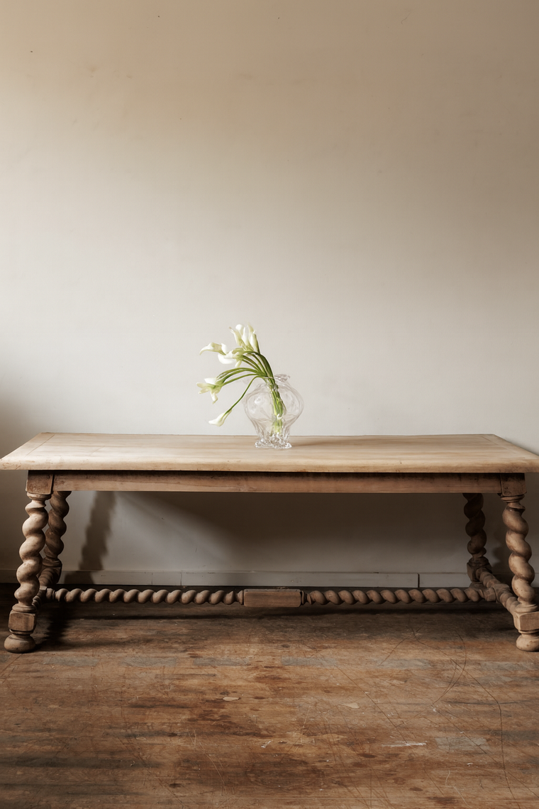 19th c. Oak Barley Dining Table