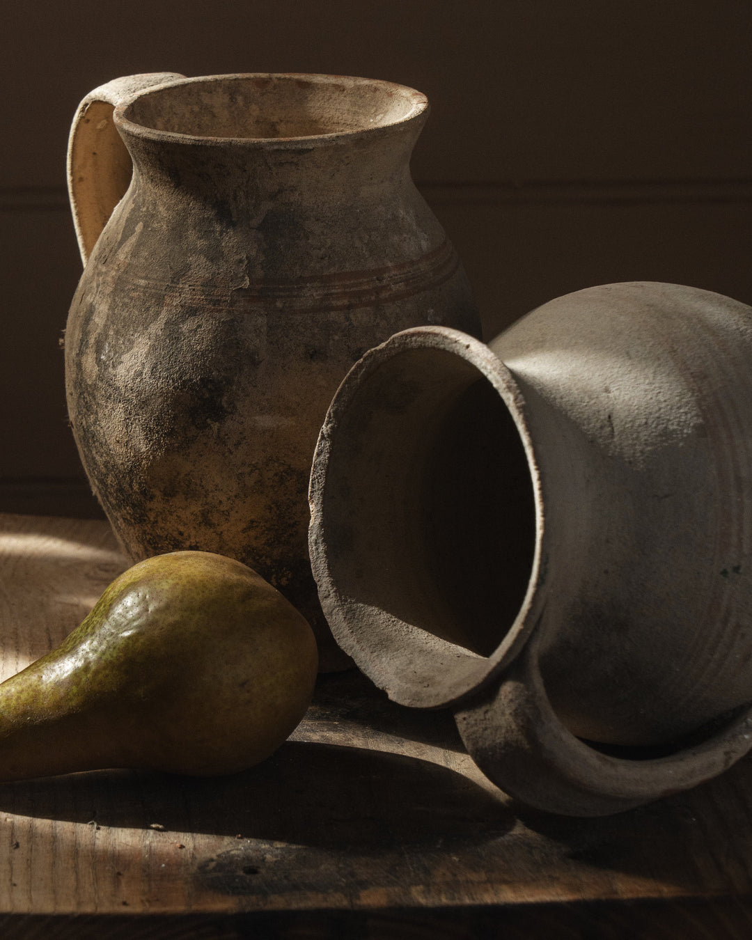 White Patina Hungarian Vessels - Set of 2