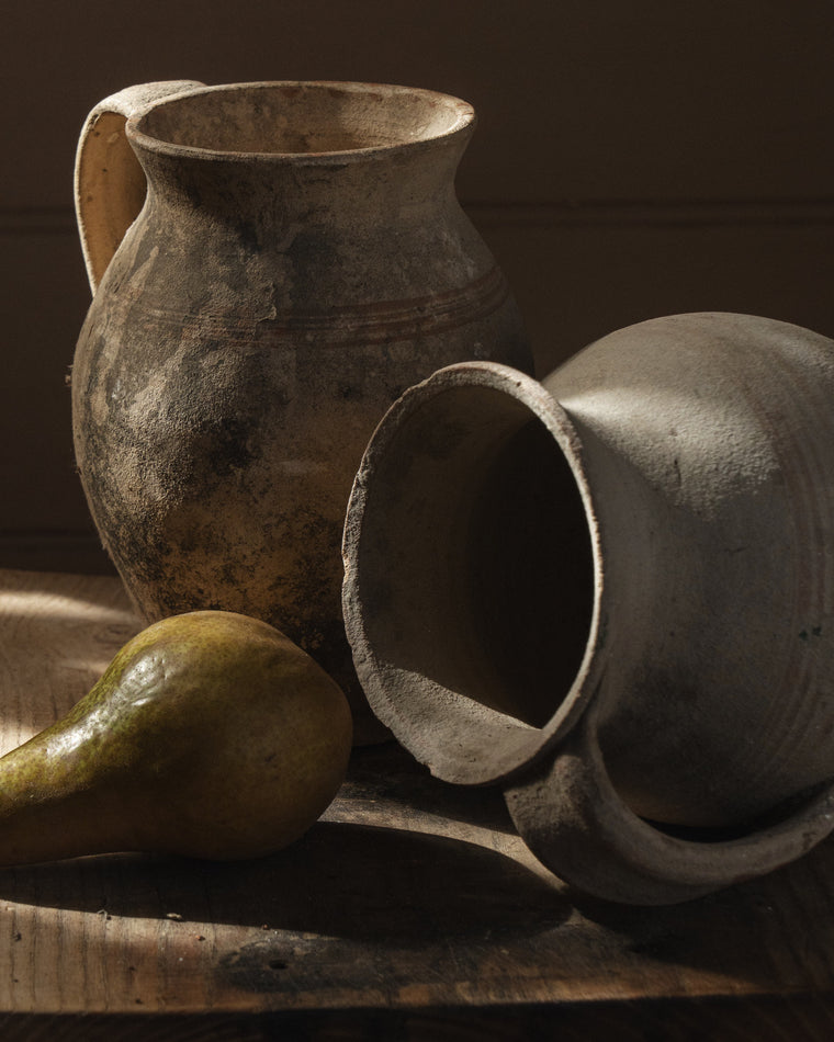White Patina Hungarian Vessels - Set of 2