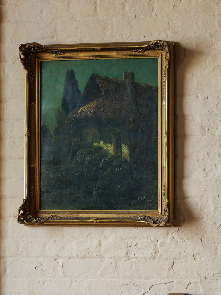 Provincial Village Painting, Signed Stellio