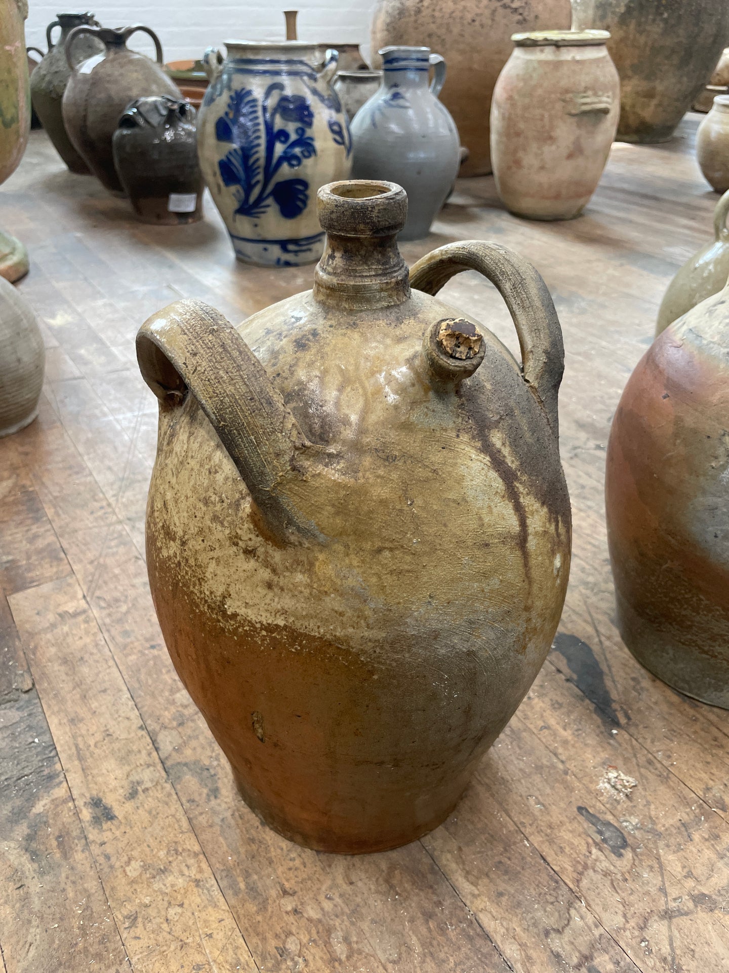 Antique French Chinon Two Handled Vase
