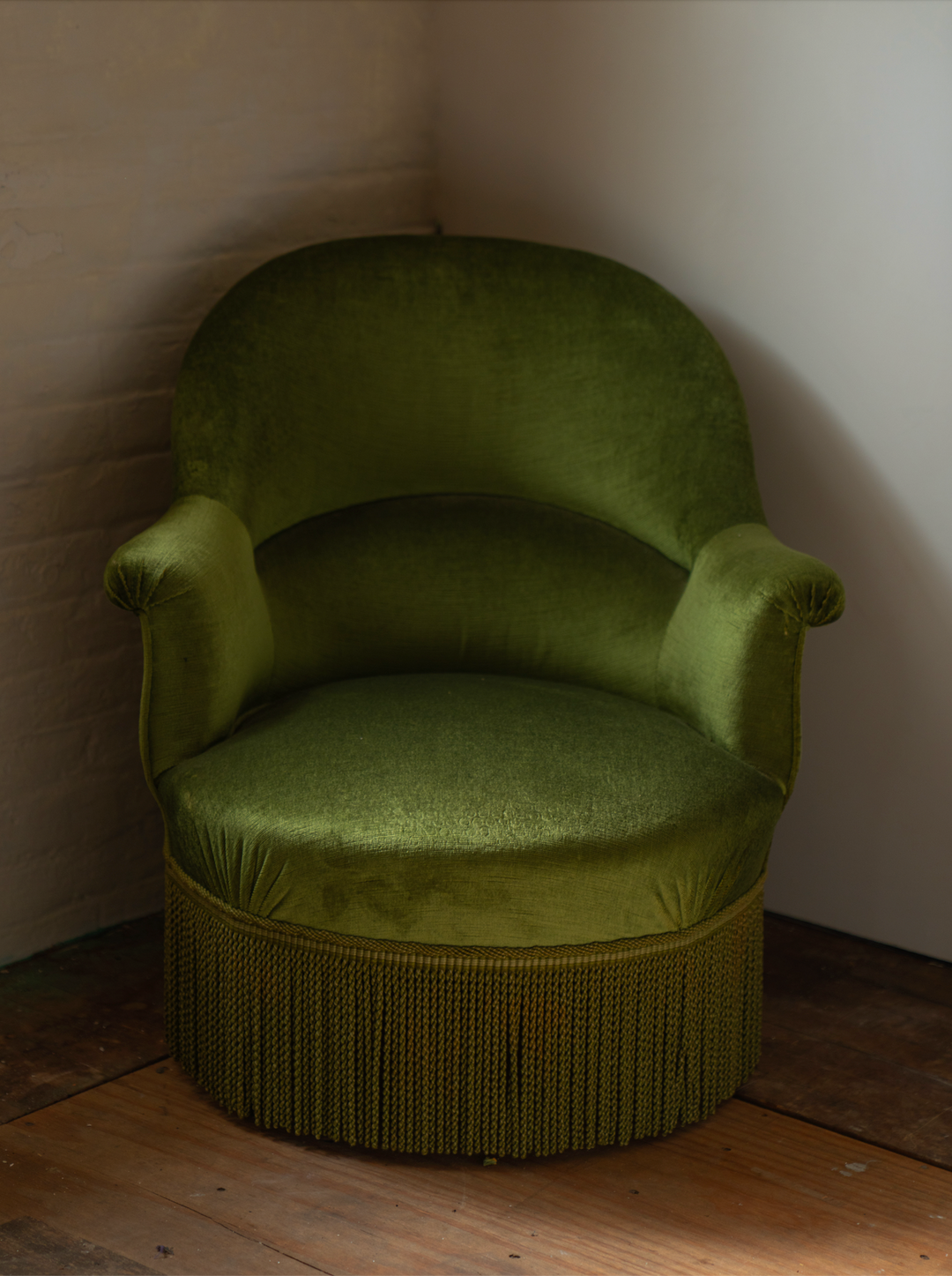 Napoleon III Green Velvet Armchair