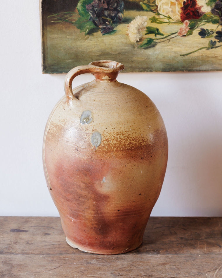 Tall Antique French Olive Oil Pitcher