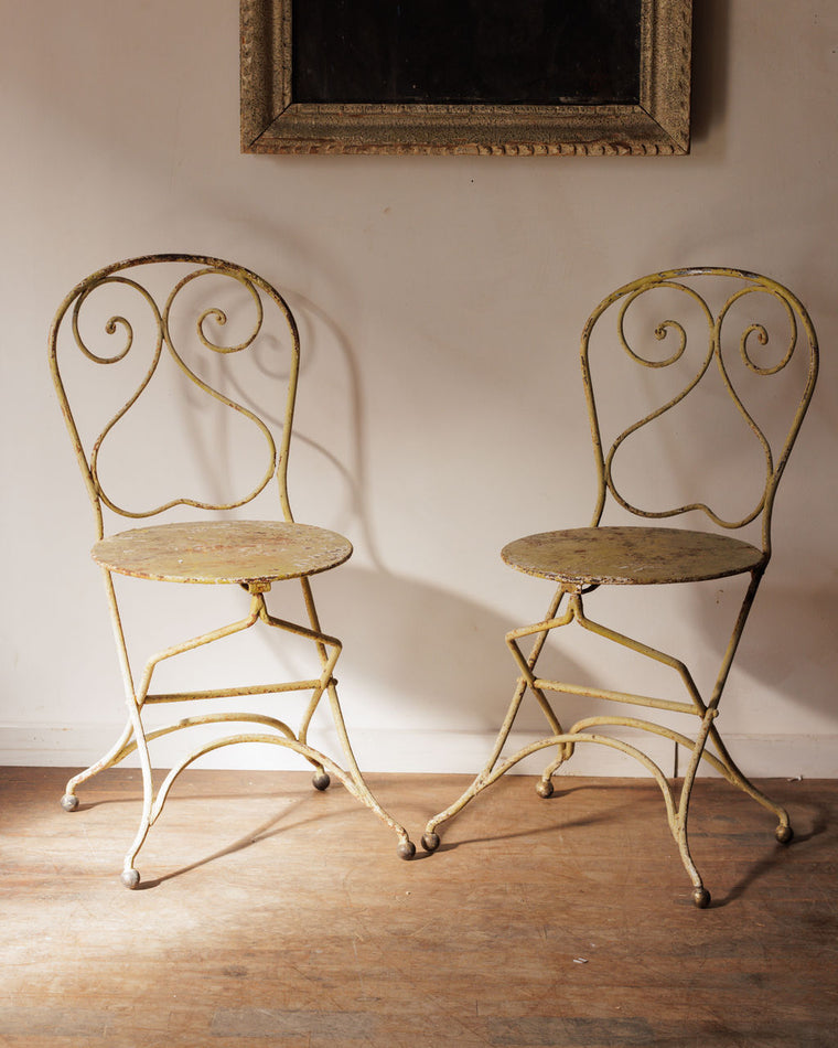 Folding French Green Garden Chair (Set of 2)