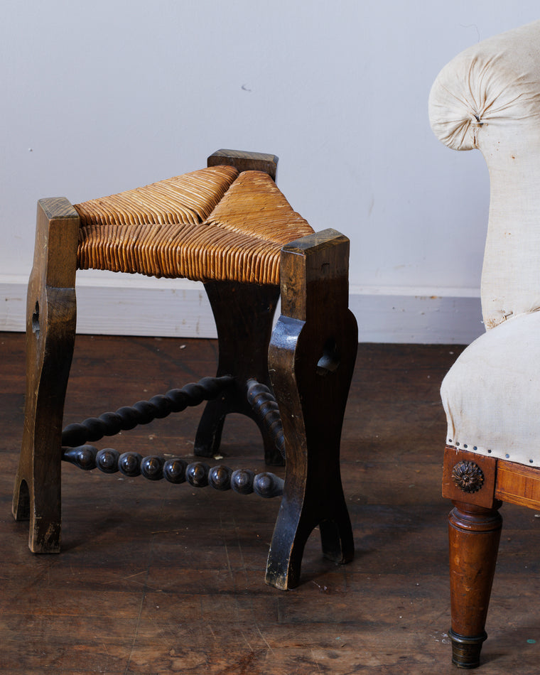 Rare Tripod Rush Stool