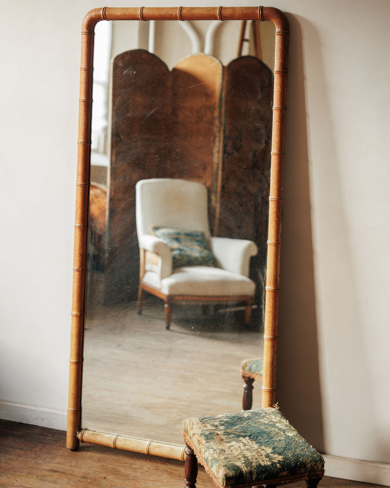 Floor Length Faux Bamboo Mirror