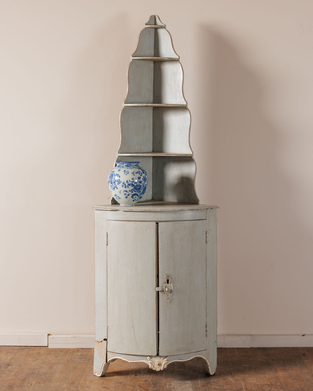 French Blue Corner Cabinet