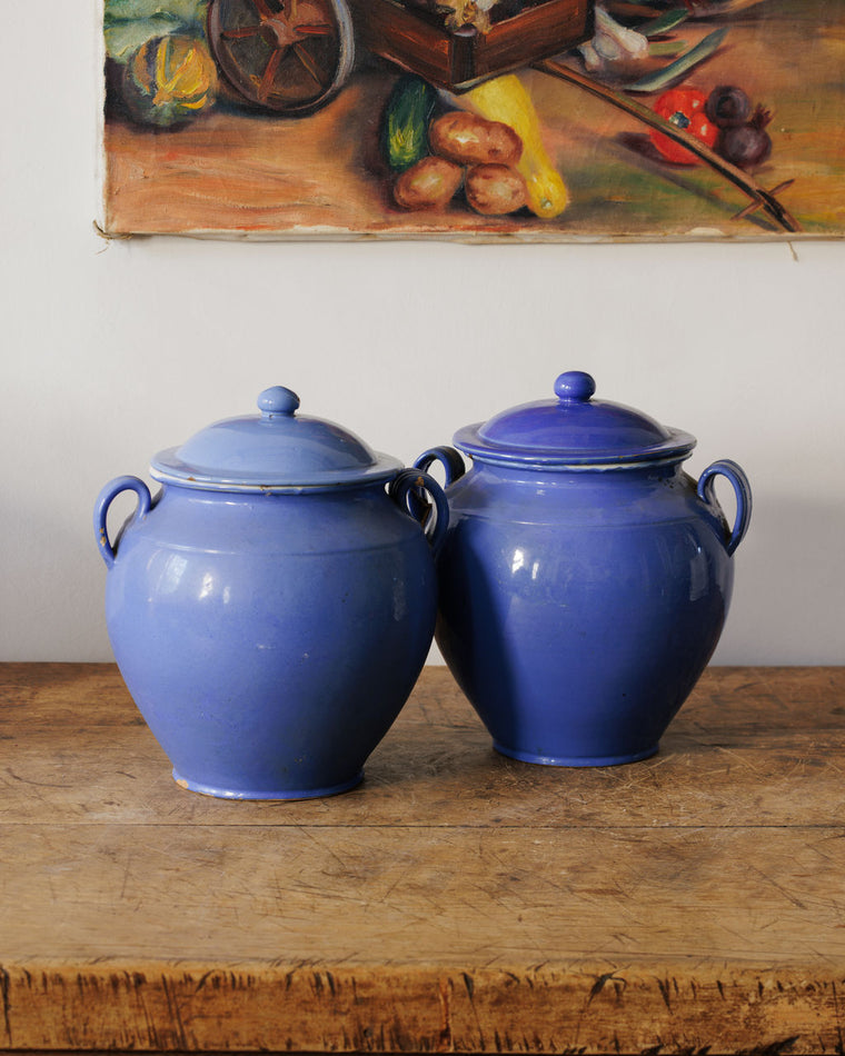 Blue Tolosane Pot with Lid