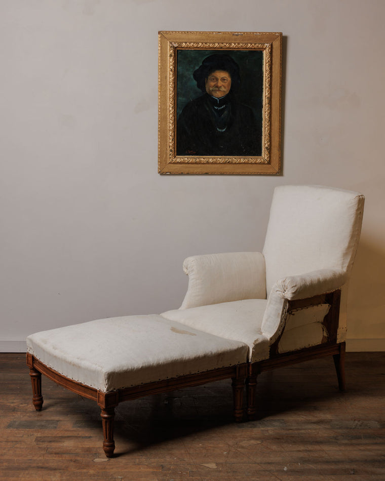 Rare Napoleon Chaise with Ottoman