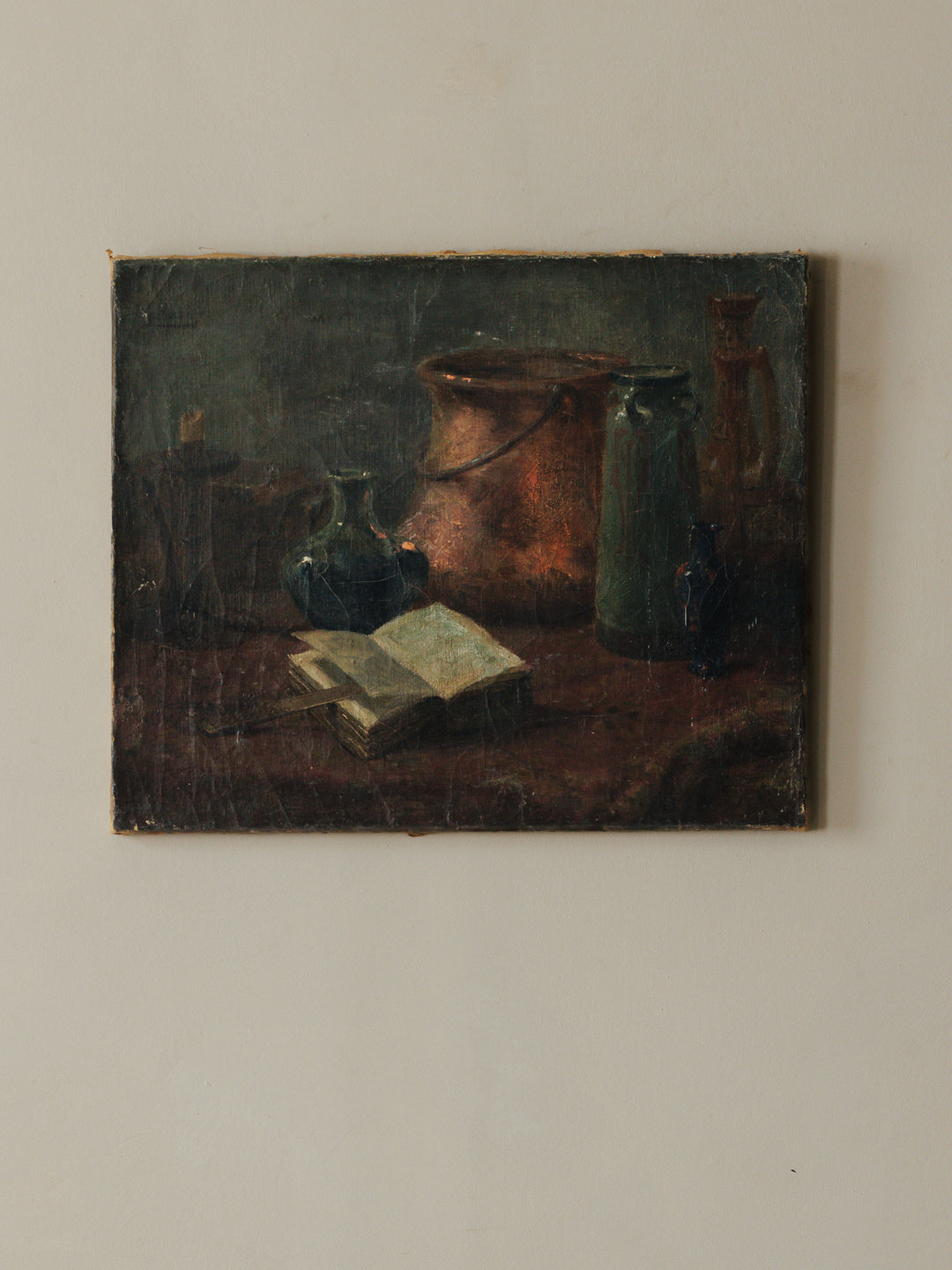 Antique Copper Cauldron Oil Painting
