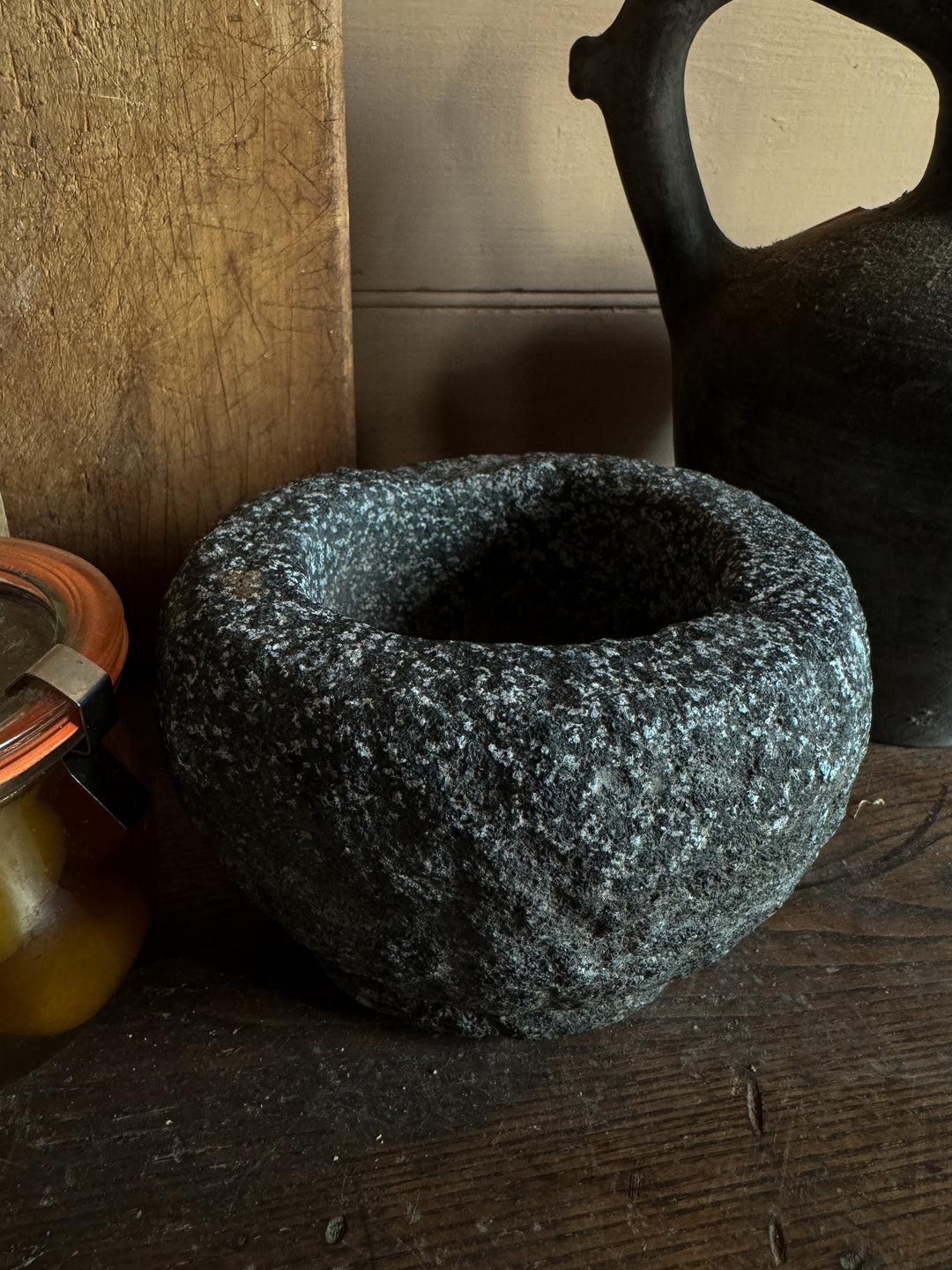 Stone Garlic Mortar, Black
