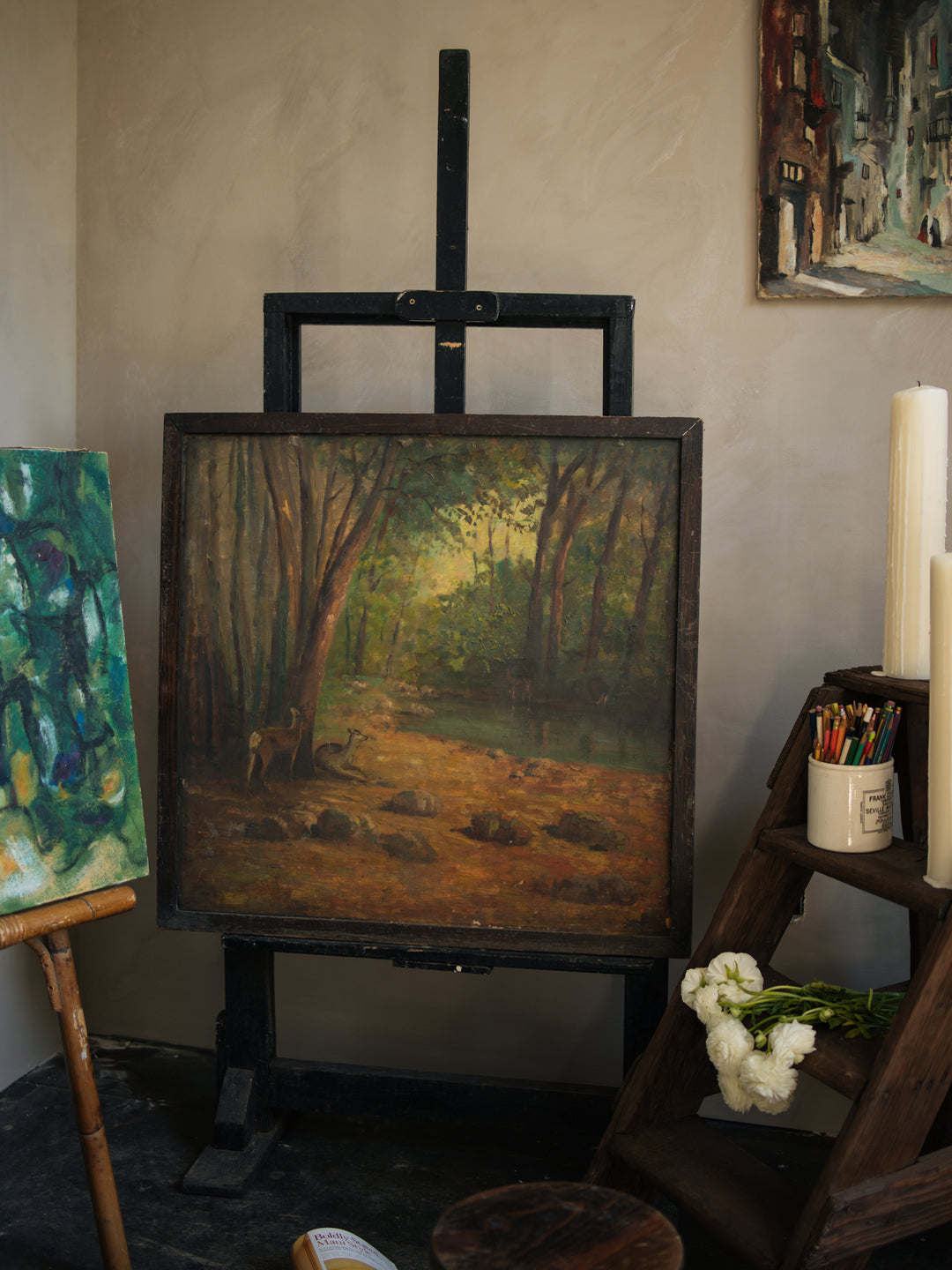 Woodland Forest and Deer Painting