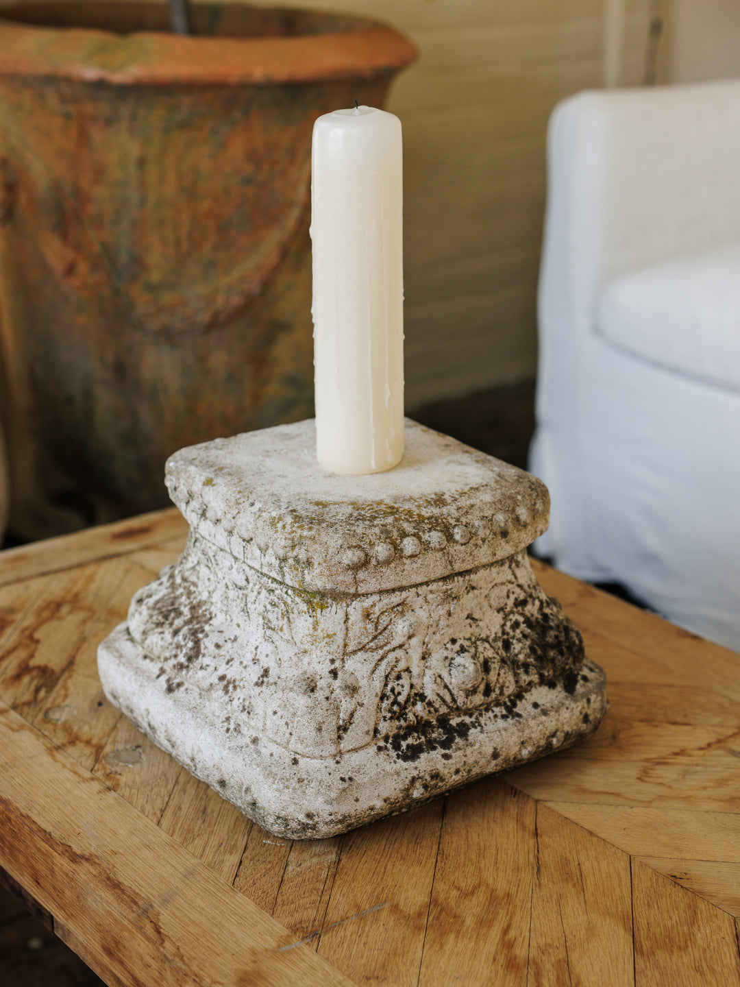 Carved Stone Pedestal