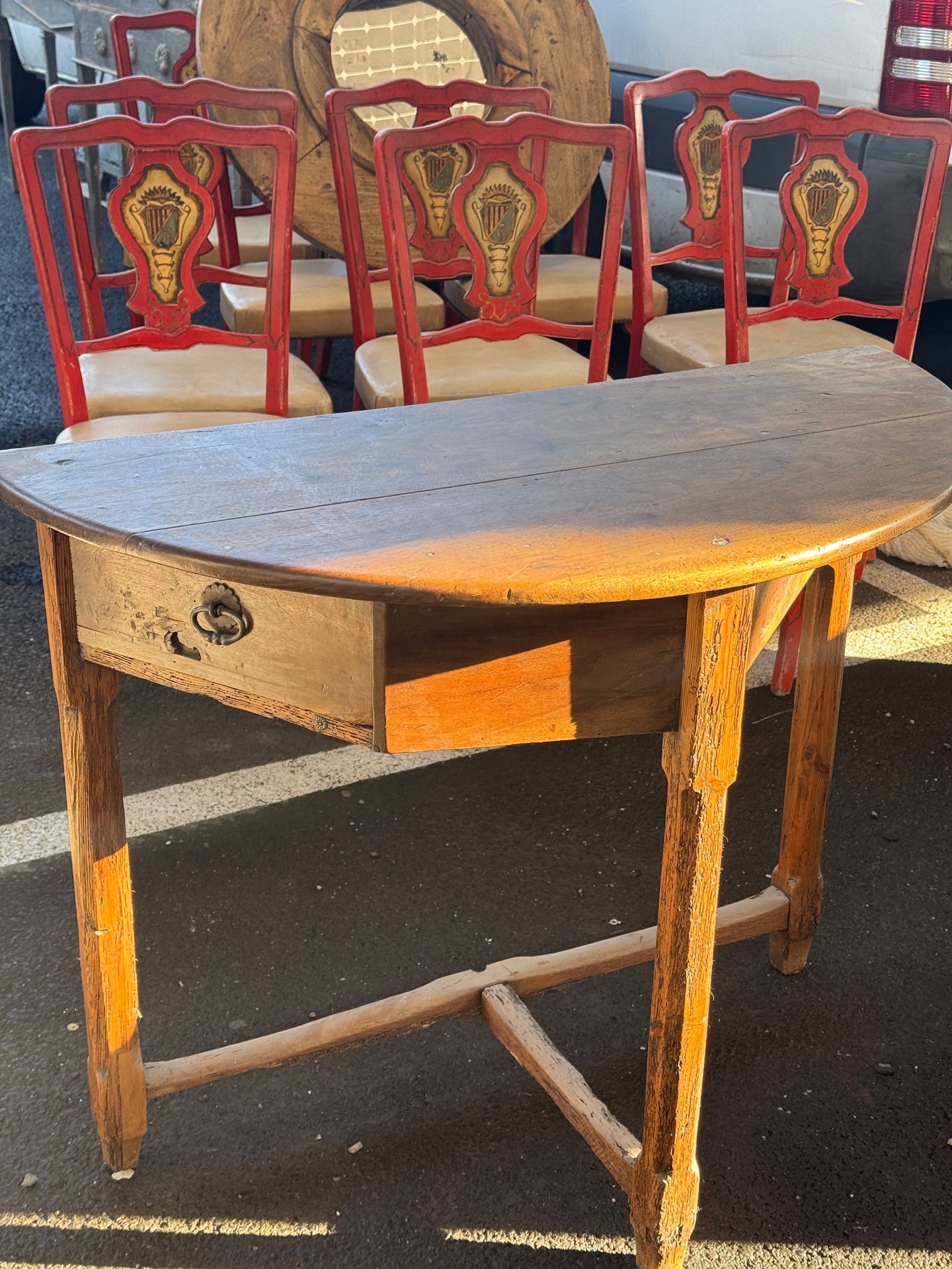 Walnut Demi Lune Table